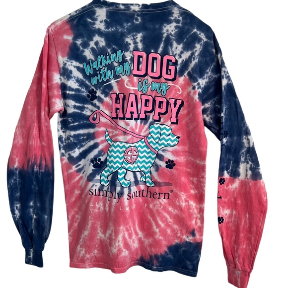 Simply Southern Tops - Simply Southern Walking My Dog is My Happy Long sleeve Fall Tshirt Tee S EUC